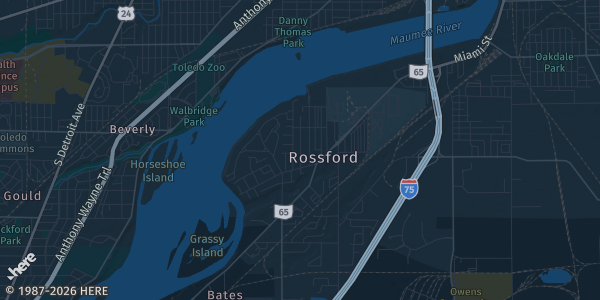 Map of Rossford, OH. The exact address of Blue Ribbon Coins is not known, so the map shows the area rather than a specific building.