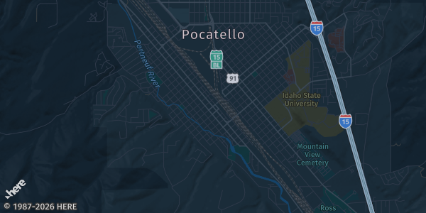 Map of To Grace Pocatello, ID. The exact address of Boise Card & Collectible Show September 12th & 13th is not known, so the map shows the area rather than a specific building.