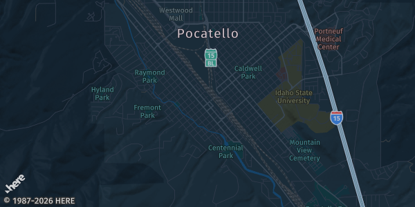Map of To Grace Pocatello, ID. The exact address of Boise Card & Collectible Show September 12th & 13th is not known, so the map shows the area rather than a specific building.