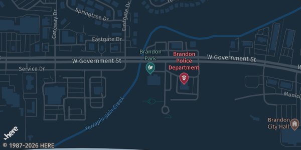 Map showing Brandon Public Library in MS.