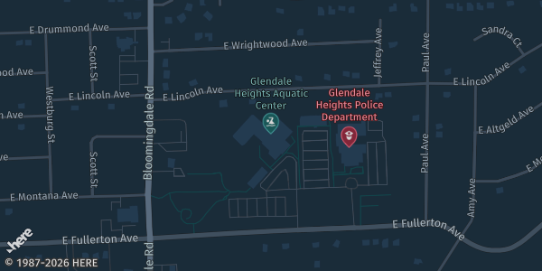 Map showing Glendale Heights Sports Hub in Glendale Heights, IL.