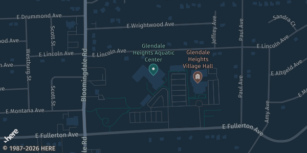 Map showing Glendale Heights Sports Hub in Glendale Heights, IL.