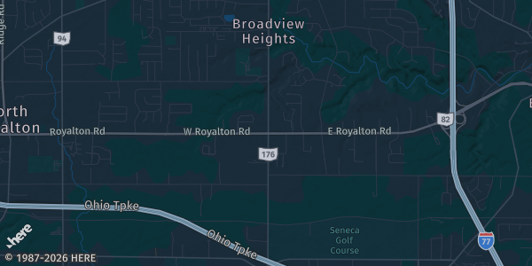 Map of Broadview Heights, OH. The exact address of Woodside Event Center is not known, so the map shows the area rather than a specific building.