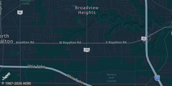 Map of Broadview Heights, OH. The exact address of Woodside Event Center is not known, so the map shows the area rather than a specific building.
