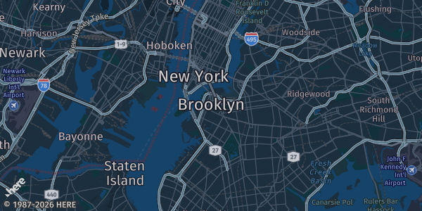 Map of Brooklyn, NY. The exact address of St.Philips Church is not known, so the map shows the area rather than a specific building.