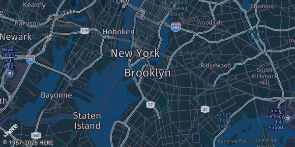 Map of Brooklyn, NY. The exact address of this venue is not known, so the map shows the area rather than a specific building.
