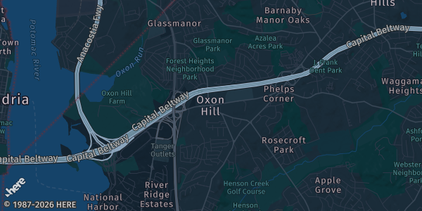 Map of Oxon Hill, MD. The exact address of Gaylord National Resort & Convention Center is not known, so the map shows the area rather than a specific building.