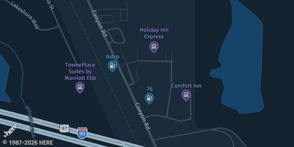 Map showing Red Lion Hotel & Conference Center Ellensburg in Ellensburg, WA.
