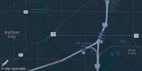 Map of Richland Hills, TX. The exact address of Card Center is not known, so the map shows the area rather than a specific building.
