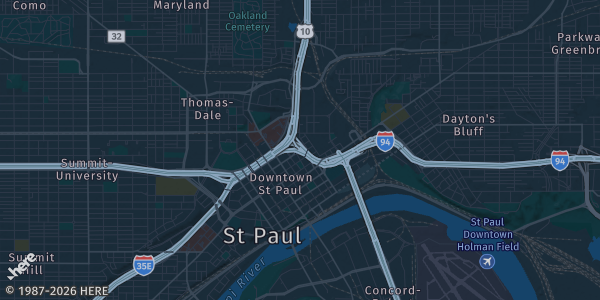 Map of St. Paul, MN. The exact address of The Essence Event Center is not known, so the map shows the area rather than a specific building.
