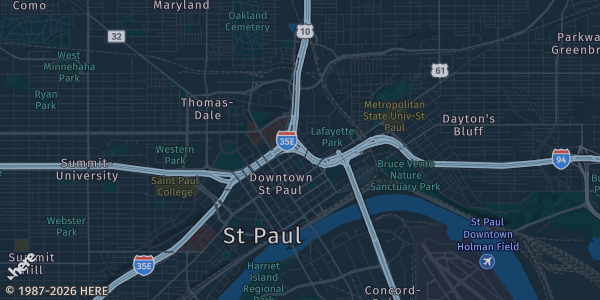 Map of St. Paul, MN. The exact address of The Essence Event Center is not known, so the map shows the area rather than a specific building.