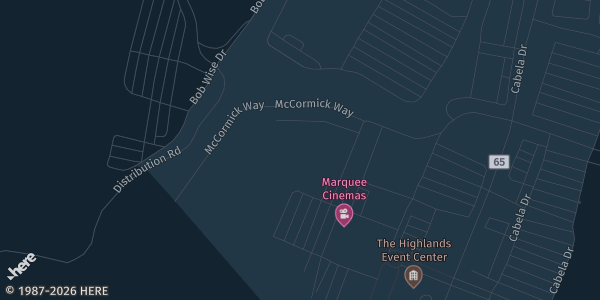 Map showing the venue in Triadelphia, WV.