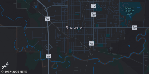 Map of Shawnee, OK. The exact address of Heart of OK Expo Center is not known, so the map shows the area rather than a specific building.