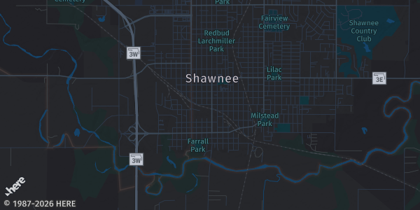 Map of Shawnee, OK. The exact address of Heart of OK Expo Center is not known, so the map shows the area rather than a specific building.