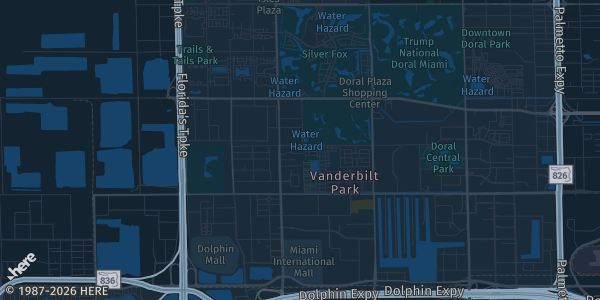 Map of Doral, FL. The exact address of Rolling Waves Brewing & Distillery is not known, so the map shows the area rather than a specific building.