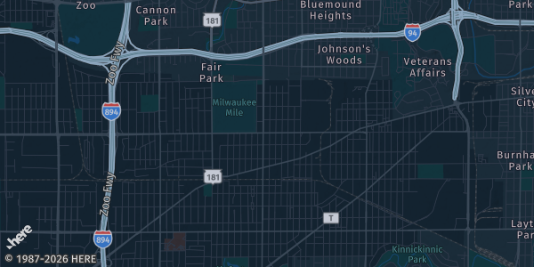 Map of Milwaukee, WI. The exact address of Card Kings is not known, so the map shows the area rather than a specific building.