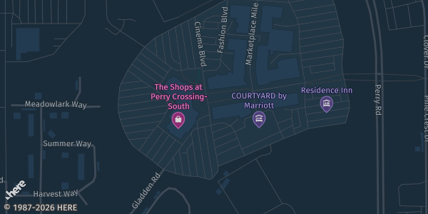 Map showing Eyrie Event Center in Plainfield, IN.