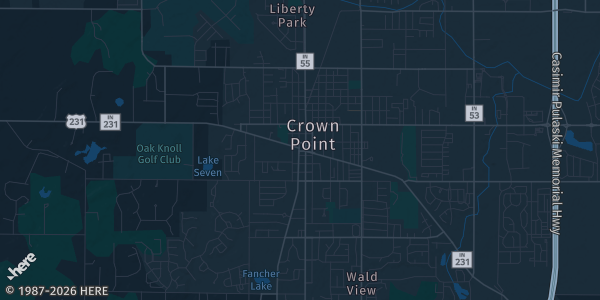 Map of Crown Point, IN. The exact address of The Lake County Fairgrounds is not known, so the map shows the area rather than a specific building.