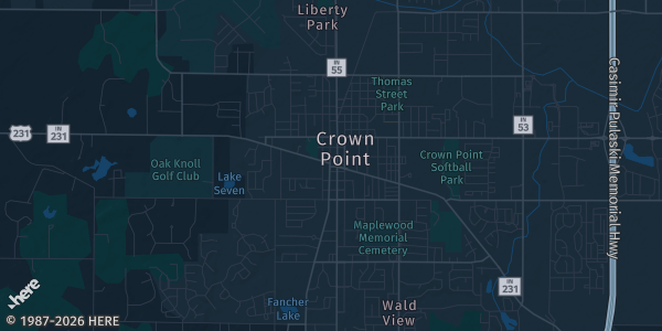 Map of Crown Point, IN. The exact address of The Lake County Fairgrounds is not known, so the map shows the area rather than a specific building.