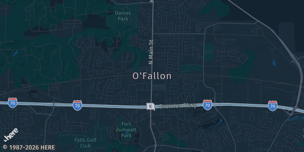 Map of Fallon, MO. The exact address of Card Show in the Card Shop is not known, so the map shows the area rather than a specific building.