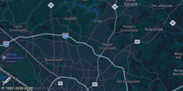 Map of Raleigh, NC. The exact address of CCS Raleigh is not known, so the map shows the area rather than a specific building.