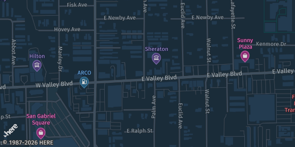 Map showing Sheraton San Gabriel in San Gabriel, CA.