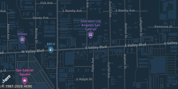 Map showing Sheraton San Gabriel in San Gabriel, CA.