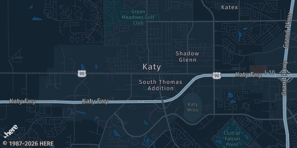 Map of Katy, TX. The exact address of Victory 1 Sports Center is not known, so the map shows the area rather than a specific building.