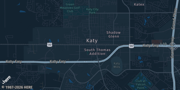 Map of Katy, TX. The exact address of Victory1 Sports Center is not known, so the map shows the area rather than a specific building.