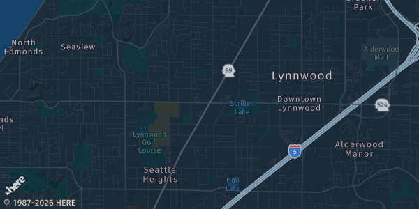 Map of Lynnwood, WA. The exact address of Cardfest Northwest \| Lynnwood is not known, so the map shows the area rather than a specific building.