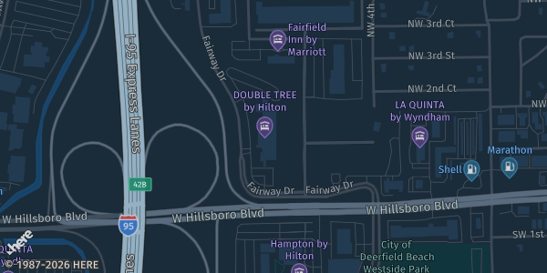 Map showing the venue in Deerfield Beach, FL.