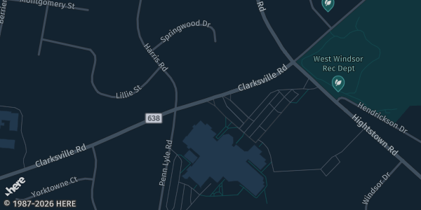 Map showing West Windsor Plainsboro High School South in Princeton, NJ.