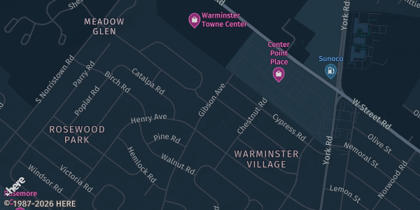 Map showing The Fuge in Warminster, PA.