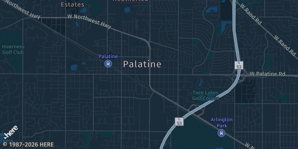 Map of Palatine, IL. The exact address of Saint Teresa Catholic Church - Dolan Center Gym is not known, so the map shows the area rather than a specific building.