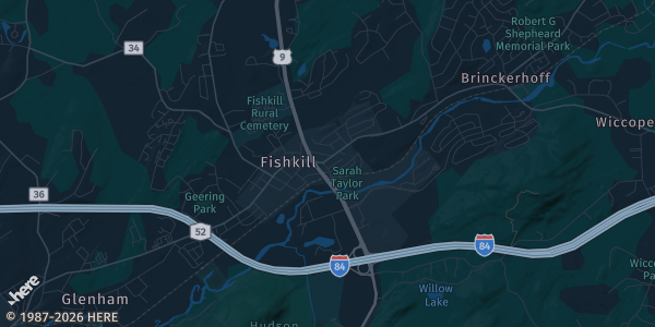 Map of Fishkill, NY. The exact address of All Proceeds Go To The Veterans is not known, so the map shows the area rather than a specific building.