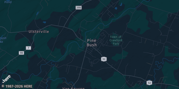 Map of Pine Bush, NY. The exact address of The Mountain View Memorial Hall is not known, so the map shows the area rather than a specific building.