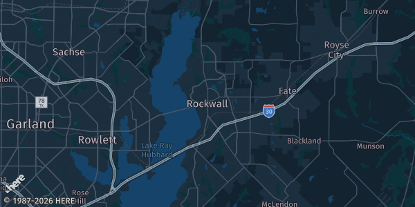Map of Rockwall, TX. The exact address of American Sports is not known, so the map shows the area rather than a specific building.