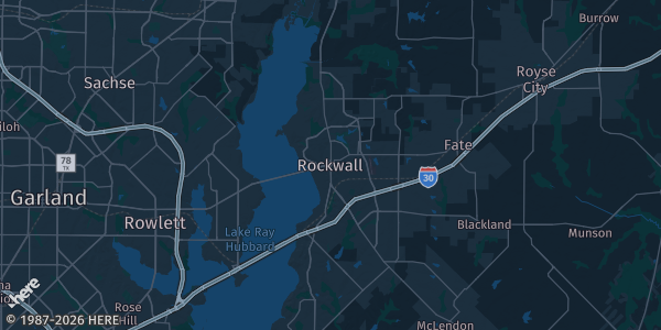 Map of Rockwall, TX. The exact address of this venue is not known, so the map shows the area rather than a specific building.