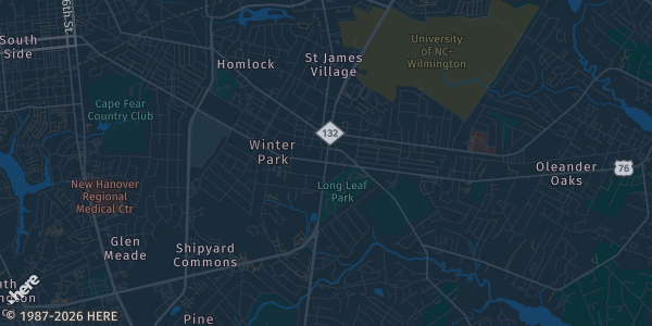 Map of Wilmington, NC. The exact address of Independence Mall Center Court is not known, so the map shows the area rather than a specific building.