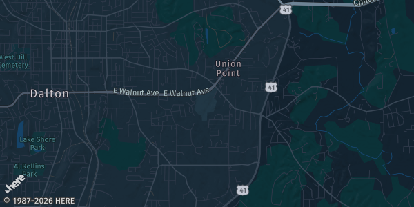 Map of Dalton, GA. The exact address of Catch Em' All Collectible Show is not known, so the map shows the area rather than a specific building.