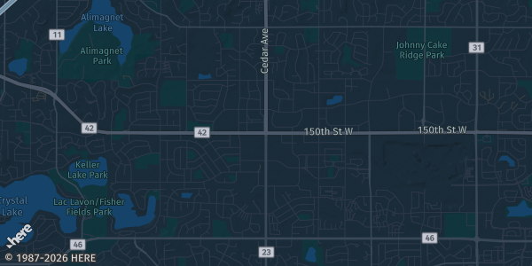 Map of Apple valley, MN. The exact address of Apple Valley sports arena is not known, so the map shows the area rather than a specific building.