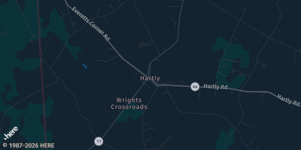 Map of Hartly, DE. The exact address of TCG & Collectibles Show, Hartly Fire House is not known, so the map shows the area rather than a specific building.