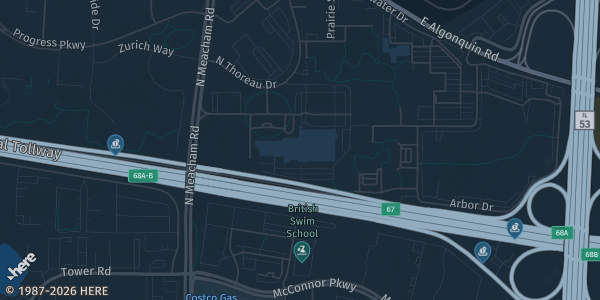 Map of Schaumburg, IL. The exact address of Schaumburg Renaissance Hotel and Convention Center is not known, so the map shows the area rather than a specific building.