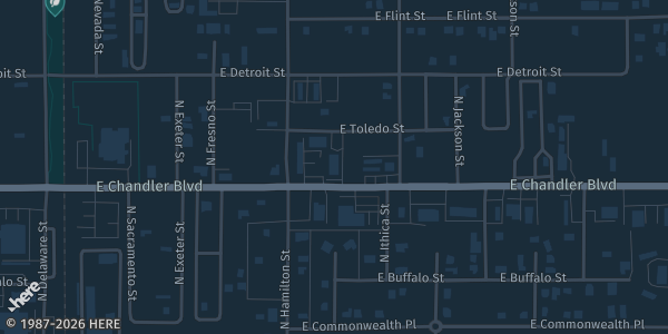 Map showing Knights of Columbus Hall in Chandler, AZ.