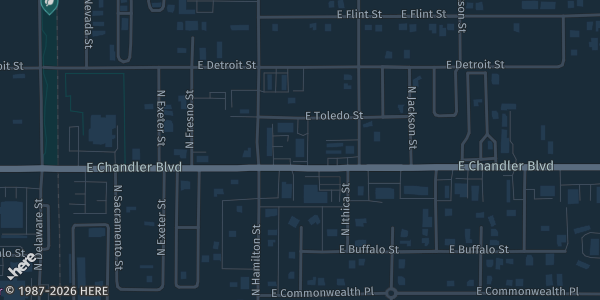Map showing Knights of Columbus Hall in Chandler, AZ.