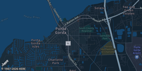 Map of Punta Gorda, FL. The exact address of Charlotte Harbor Event and Conference Center is not known, so the map shows the area rather than a specific building.