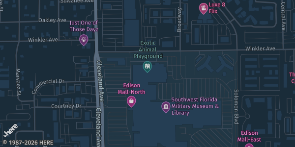 Map showing Edison Mall by Dillards in Fort Myers, FL.