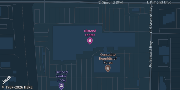 Map showing Dimond Center Mall in Anchorage, AK.