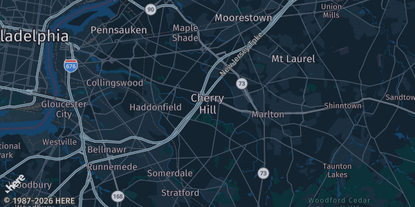 Map of Cherry Hill, NJ. The exact address of Cherry Hill is not known, so the map shows the area rather than a specific building.