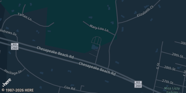 Map showing American Legion Post 206 in Chesapeake Beach, MD.